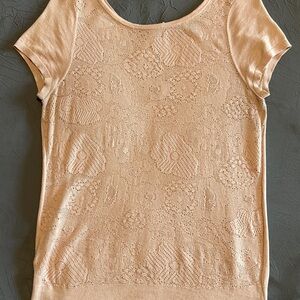 LOFT Peach Knit Scoop-Neck Short Sleeve Top
